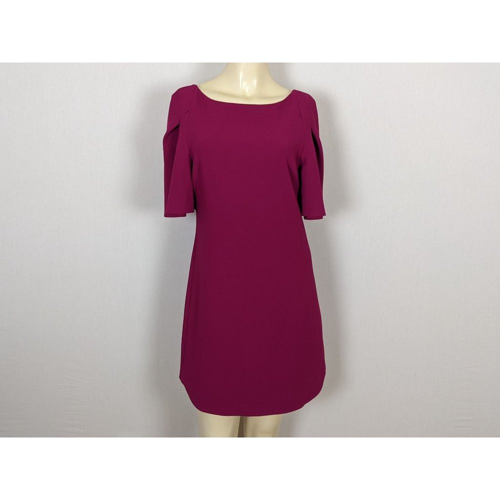Trina Turk Butterfly‎ sleeves square back burgundy shift mini dress sz 4